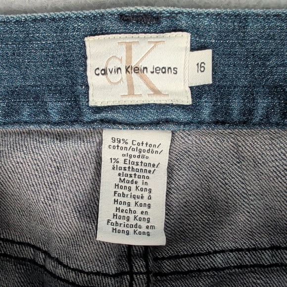 Calvin Klein Jeans Womens 16 Blue Denim Floral Embroidered Straight Leg Casual - Picture 5 of 15